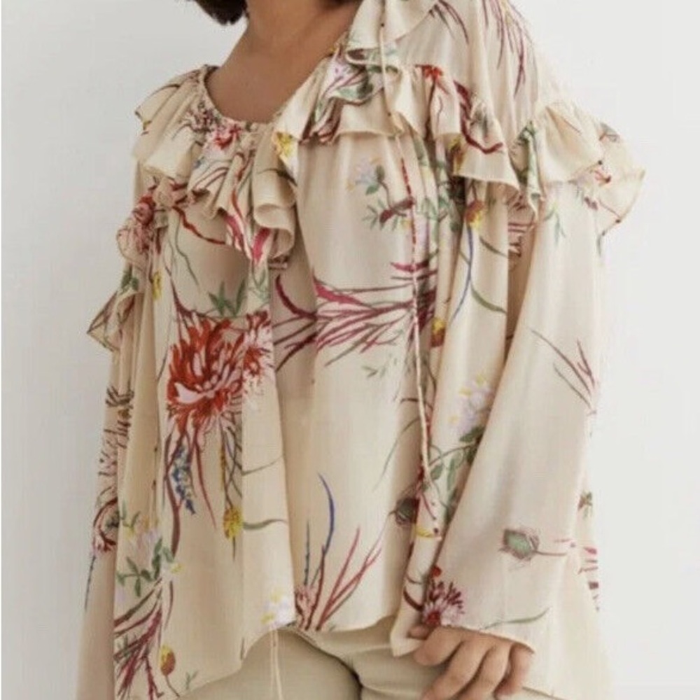 H&M Floral Ruffle Blouse